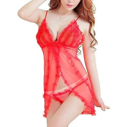 Night Dress transparent short nighty with Panty simple net New Western babydoll Style