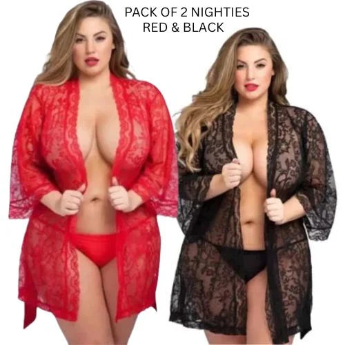 Night Dress (PACK OF 2 NIGHTIES) Nighty with Panty net Nightgown (2 pc) nightwear
